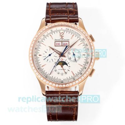 Swiss Replica V2 Jaeger-LeCoultre Master Rose Gold Watch with Diamond Bezel 